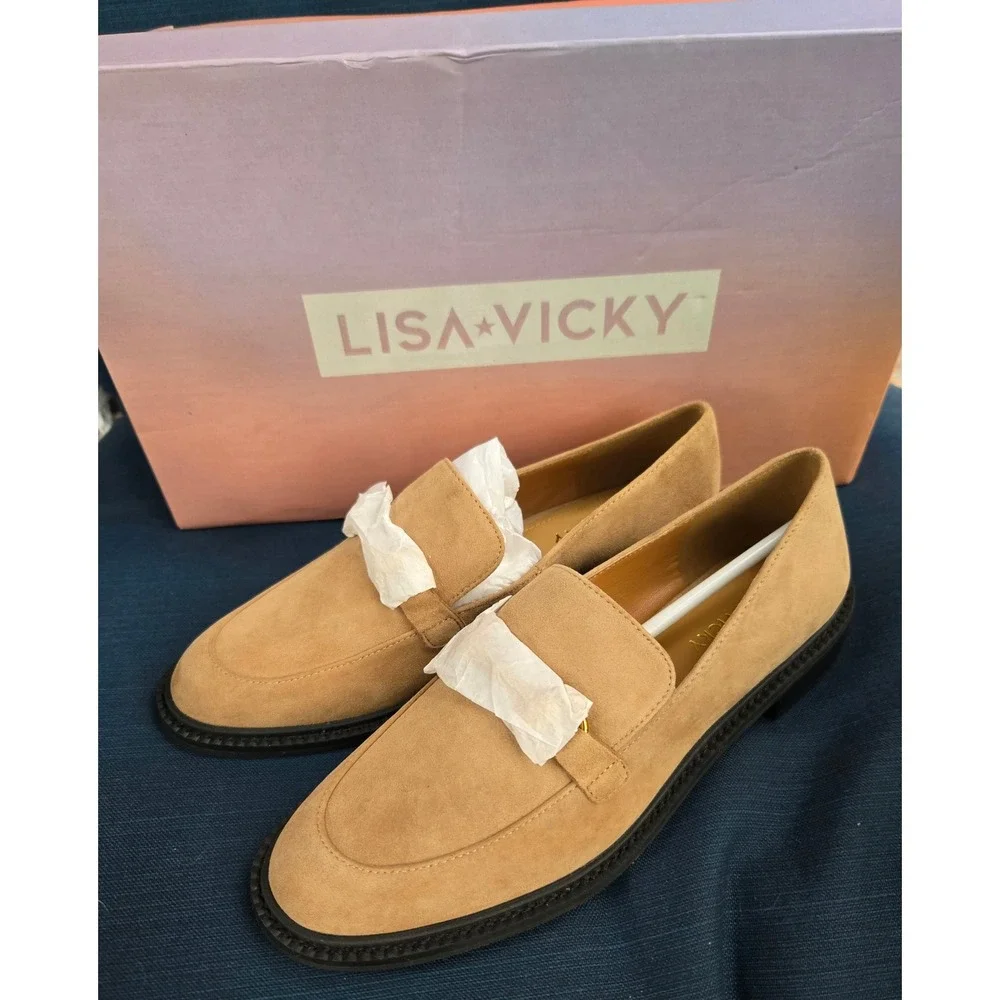 Lisa Vicky Womens Loafers Suede Leather Slip On Casual Comfort Shoes Size 6M - Picture 2 of 3